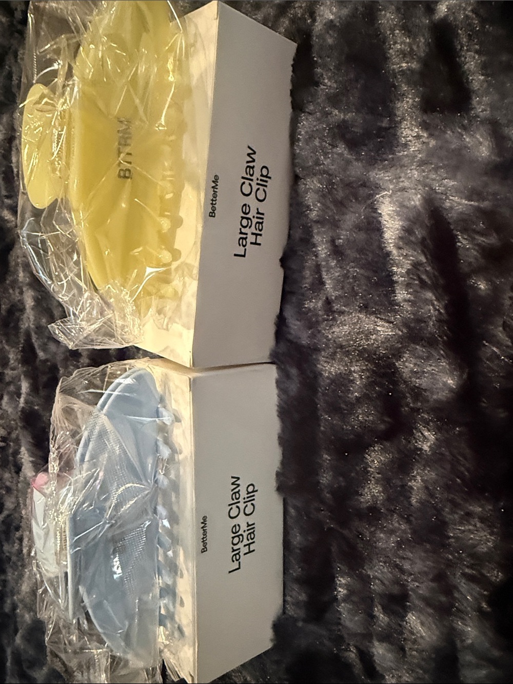 BetterMe BTTRM. Large Claw Hair Clip - Yellow and Light Blue SET OF TWO NIB